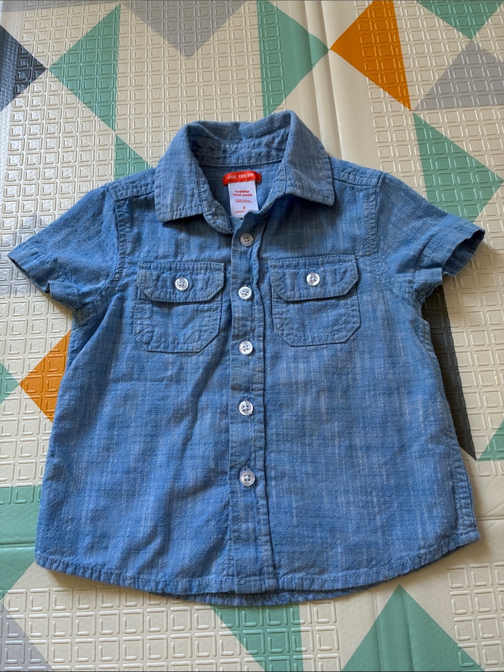 20/25$ 🧸 Joe Fresh Blue Short-Sleeve Button-Up Shirt for Kids